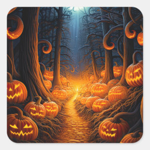 Halloween Creepy Jack o Lantern Pumpkins Square Sticker