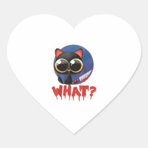 Halloween Creepy Kawaii Evil Black Cat With Knife Heart Sticker