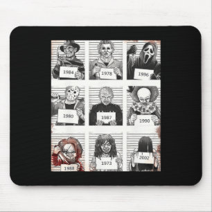 Halloween Creepy Legends Killer Mugshots Horror Fa Mouse Pad