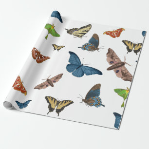 halloween creepy moth print wrapping paper