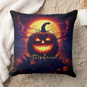 Halloween Creepy Pumpkin Fullmoon Cushion