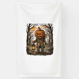 Halloween Creepy Pumpkin Scarecrow Lantern Owl Hau Banner
