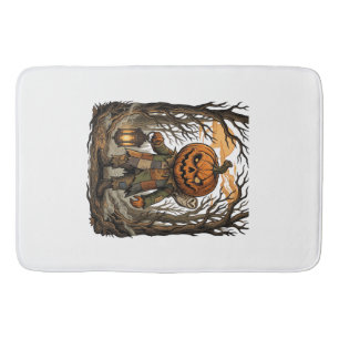 Halloween Creepy Pumpkin Scarecrow Lantern Owl Hau Bath Mat