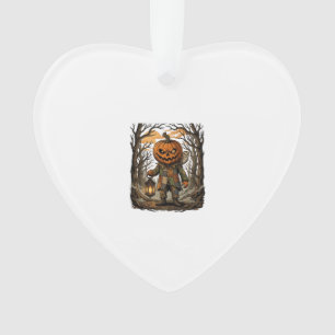 Halloween Creepy Pumpkin Scarecrow Lantern Owl Hau Ornament