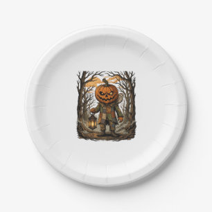 Halloween Creepy Pumpkin Scarecrow Lantern Owl Hau Paper Plate