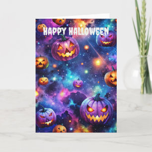 Halloween Creepy Pumpkins and Jack O Lanterns Holiday Card