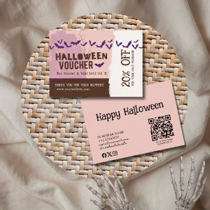 Halloween Creepy Purple White Haunted House  Discount Card