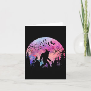 Halloween Creepy Sasquatch In The Cemetery Spooky Card