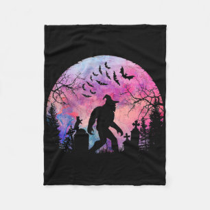 Halloween Creepy Sasquatch In The Cemetery Spooky Fleece Blanket