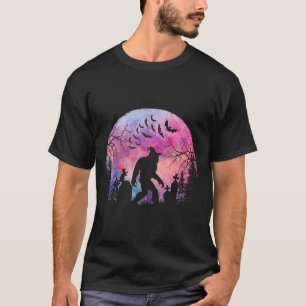 Halloween Creepy Sasquatch In The Cemetery Spooky T-Shirt