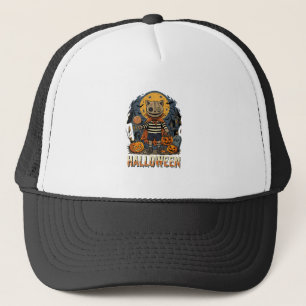 Halloween Creepy Trick-or-Treater Pumpkin Night Trucker Hat