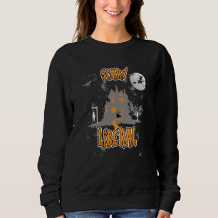 Halloween Creepy Witch Cat Full Moon Orange Sweatshirt