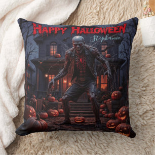Halloween Creepy Zombie Pumpkin Haunted House  Cushion
