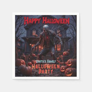Halloween Creepy Zombie Pumpkin Haunted House Napkin