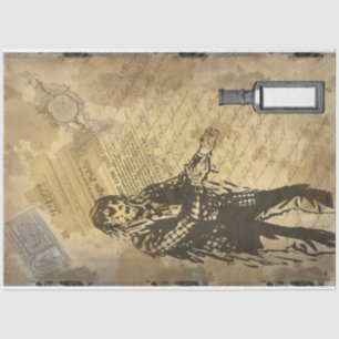 Halloween Creepy Zombie Script Pattern Ephemera Tissue Paper