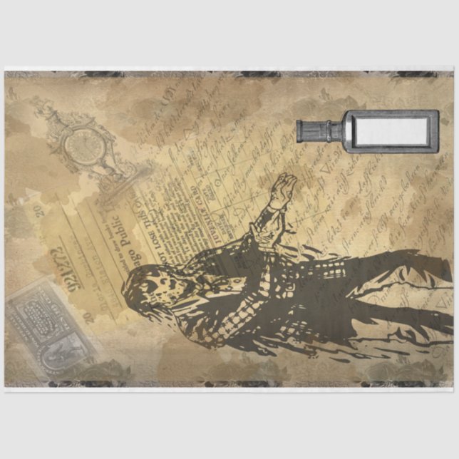 Halloween Creepy Zombie Script Pattern Ephemera Tissue Paper (Front)