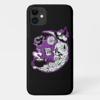Halloween Crescent Moon Witch Skull