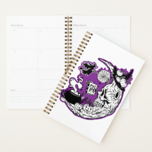 Halloween Crescent Moon Witch Skull Planner