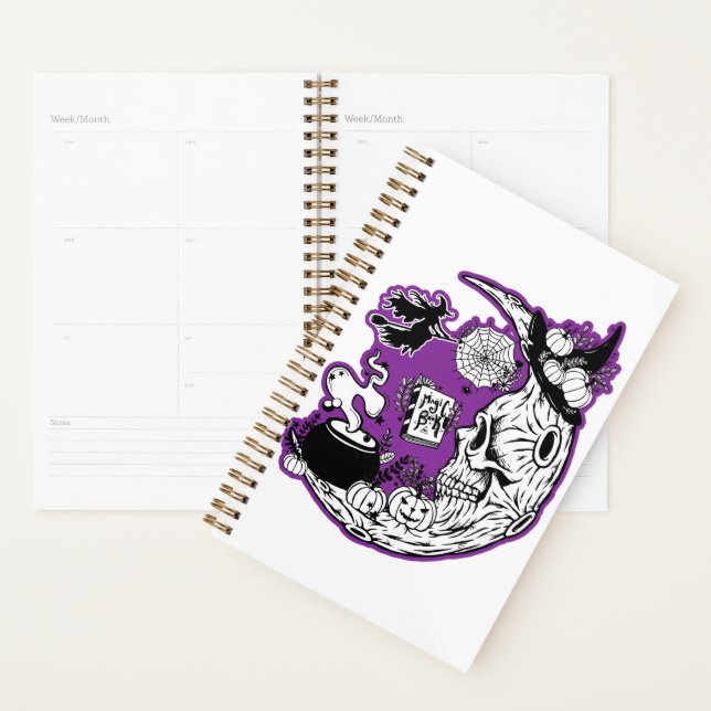 Halloween Crescent Moon Witch Skull Planner (Display)