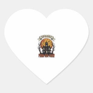 Halloween Crew Shirt Vintage Haunted House Design_ Heart Sticker