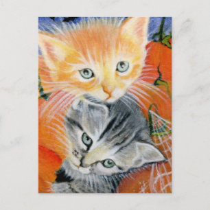 halloween critters kitties postcard