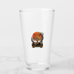 Halloween Cross Gravestone Skull Pumpkin Black Cat Glass