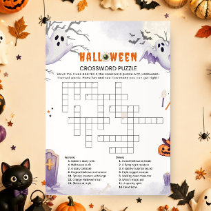 Halloween Crossword Puzzle Game Spooky Party Invitation