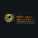 Halloween Crow on Tree with Moon Return Address Label<br><div class="desc">These spooky, creepy Halloween / autumn address labels show a black crow or raven silhouette, perched in a dark, dead leafless tree in front of the full moon in the fog. The orange text is customisable in this easy template. If you love Gothic horror or you plan to host a...</div>