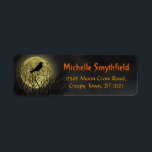 Halloween Crow on Tree with Moon Return Address Label<br><div class="desc">These spooky, creepy Halloween / autumn address labels show a black crow or raven silhouette, perched in a dark, dead leafless tree in front of the full moon in the fog. The orange text is customisable in this easy template. If you love Gothic horror or you plan to host a...</div>