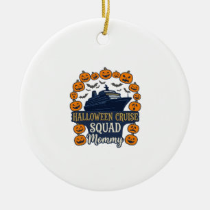 Halloween Cruise Squad Mummy Ship Pumpkins Bats_1 Ceramic Ornament