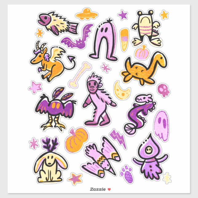 Halloween Cryptid Monsters Cartoon Pattern (Sheet)