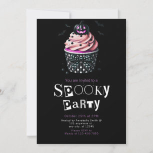 Halloween Cupcake Cute Modern Minimalist Halloween Invitation