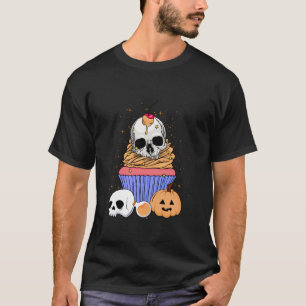 Halloween Cupcake Skull Head Bones Pastry Chef Bak T-Shirt