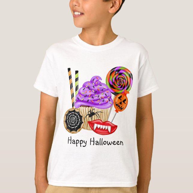 Halloween  Cupcakes and Candy  T-Shirt (Front)
