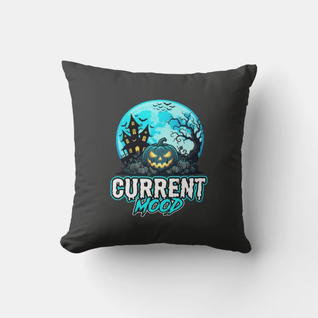 Halloween Current Mood Haunted Pumpkin Cushion (Front)