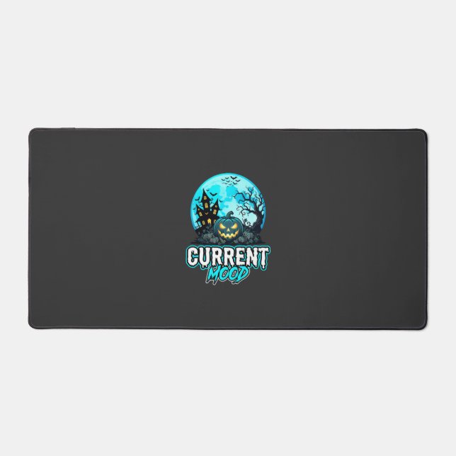 Halloween Current Mood Haunted Pumpkin Desk Mat (Front)