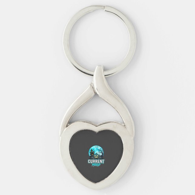 Halloween Current Mood Haunted Pumpkin Key Ring (Front)