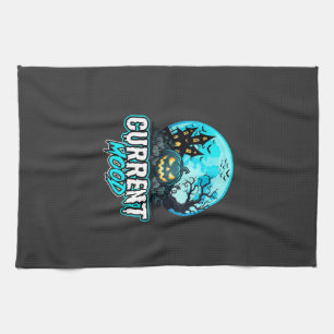 Halloween Current Mood Haunted Pumpkin Tea Towel