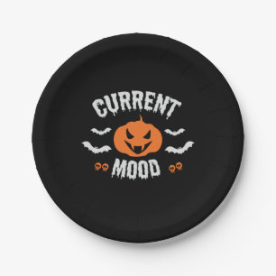 Halloween Current Mood Pumpkin Birthday Paper Plate