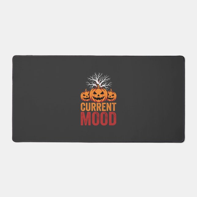 Halloween Current Mood Pumpkin Tree Design Desk Mat (Front)