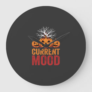 Halloween Current Mood Pumpkin Tree Design Large Clock
