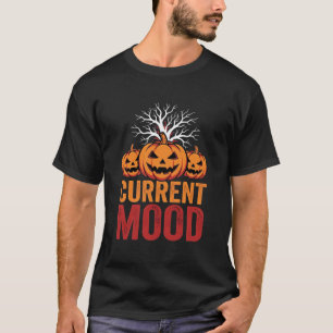 Halloween Current Mood Pumpkin Tree Design T-Shirt