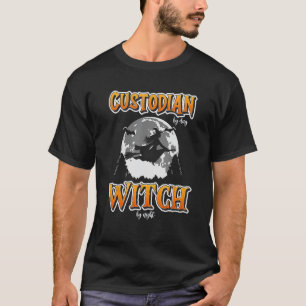 Halloween Custodian Witch Funny Cute Janitor Women T-Shirt