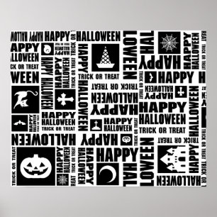 Halloween Custom Cool Whimsical Typography Black Poster