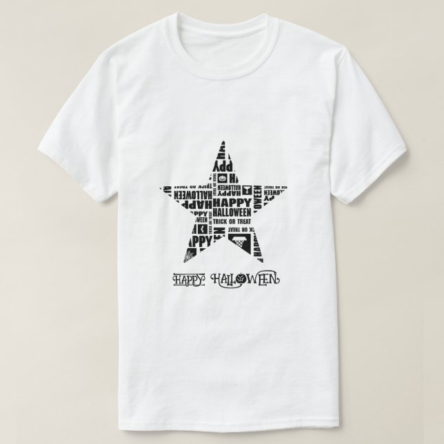 Halloween Custom Cool Whimsical Typography Black  T-Shirt (Design Front)