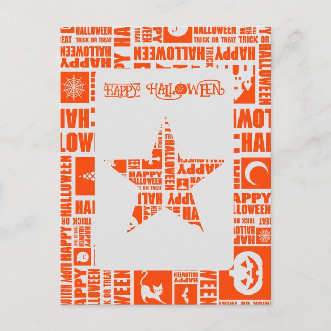 Halloween Custom Cool Whimsical Typography Orange  Postcard (Front)