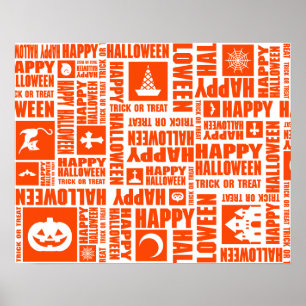 Halloween Custom Cool Whimsical Typography Orange Poster