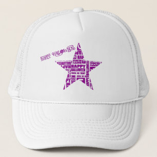 Halloween Custom Cool Whimsical Typography Purple Trucker Hat