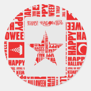 Halloween Custom Cool Whimsical Typography Red Classic Round Sticker