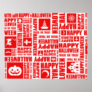 Halloween Custom Cool Whimsical Typography Red Poster